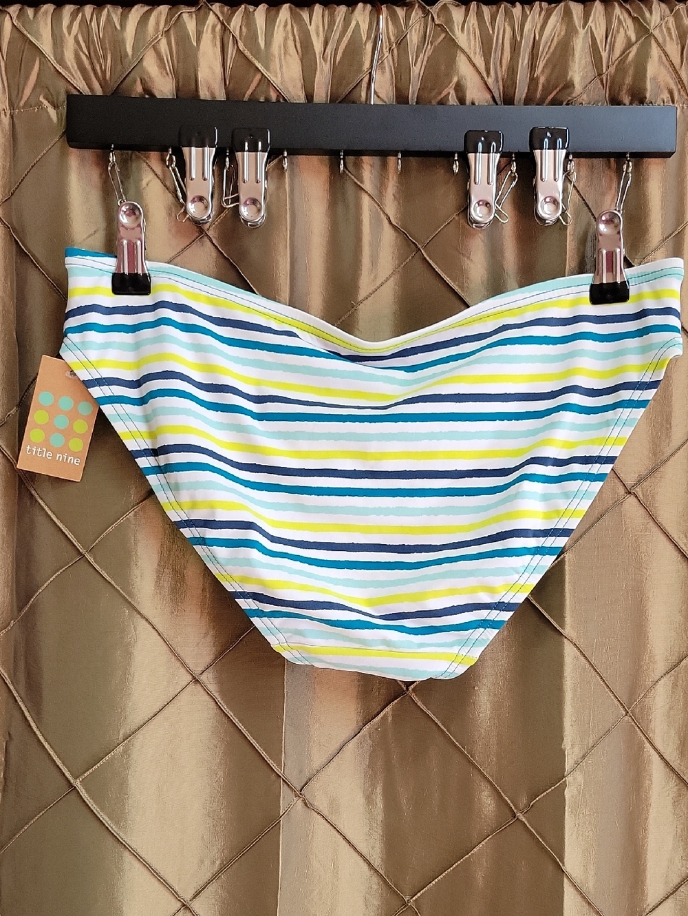 NWT- Title Nine Striped Bikini Bottom w/Ruched Sides - Picture 4 of 4